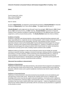 Criteria for Promotion to Associate Professor with Greatest Assigned Effort...  [Date] Toni M. Ganzel, M.D., M.B.A.