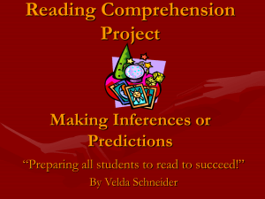 Reading Comprehension Project Making Inferences or Predictions