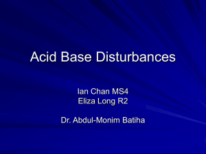 Acid Base Disturbances Ian Chan MS4 Eliza Long R2 Dr. Abdul-Monim Batiha