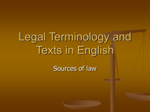 Legal Terminology and Texts in English Sources of law