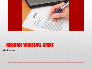 RESUME WRITING-CMAT Mr. Endicott