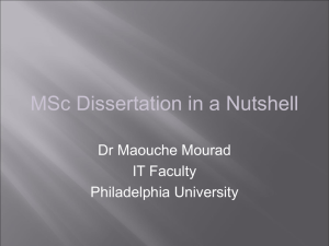 MSc Dissertation in a Nutshell Dr Maouche Mourad IT Faculty Philadelphia University