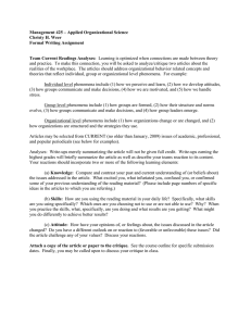 Management 425 – Applied Organizational Science Christy H. Weer Formal Writing Assignment