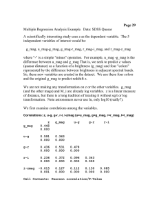 Multiple Regression Analysis Example.  Data: SDSS Quasar Page 29