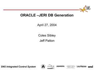 –JERI DB Generation ORACLE April 27, 2004 Coles Sibley