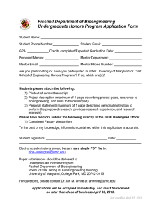 Fischell Department of Bioengineering Undergraduate Honors Program Application Form