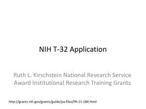 NIH T-32 Application Ruth L. Kirschstein National Research Service
