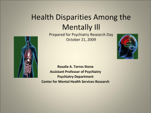 Health Disparities Among the Mentally Ill Prepared for Psychiatry Research Day
