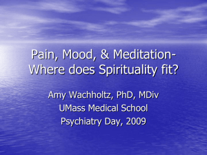 Pain, Mood, &amp; Meditation- Where does Spirituality fit? Amy Wachholtz, PhD, MDiv