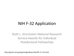 NIH F-32 Application Ruth L. Kirschstein National Research Service Awards for Individual