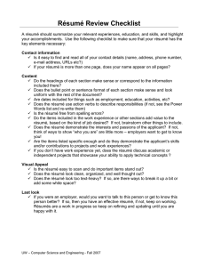 Résumé Review Checklist