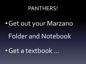 •Get out your Marzano Folder and Notebook •Get a textbook … PANTHERS!