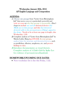 Wednesday, January 20th, 2016 AP English Language and Composition  AGENDA: