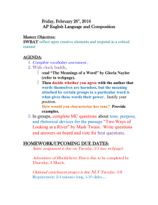 Friday, February 26 , 2016 AP English Language and Composition