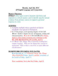 Monday, April 4th, 2016 AP English Language and Composition  Mastery Objectives: