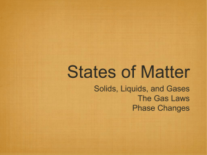 States of Matter Solids, Liquids, and Gases The Gas Laws Phase Changes