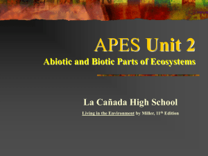 Unit 2 Abiotic and Biotic Parts of Ecosystems La Cañada High School