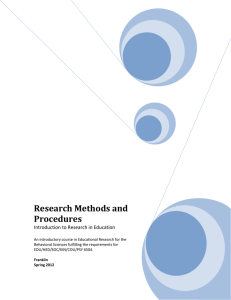 Research Methods and Procedures Introduction to Research in Education