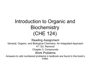 Introduction to Organic and Biochemistry (CHE 124) Reading Assignment