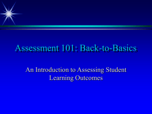 Assessment 101: Back-to-Basics An Introduction to Assessing Student Learning Outcomes