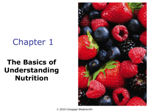 Chapter 1 The Basics of Understanding Nutrition