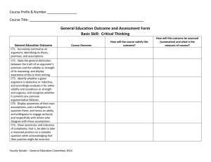 General Education Outcome and Assessment Form Basic Skill:  Critical Thinking