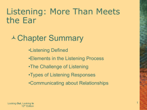 Listening: More Than Meets the Ear Chapter Summary
