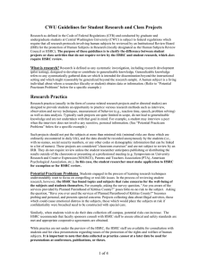 CWU Guidelines for Student Research and Class Projects