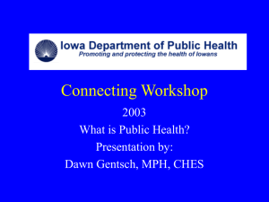 Connecting Workshop 2003 What is Public Health? Presentation by:
