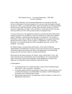 Pilot Program Review – Accounting Department – 2002-2003 Executive Summary