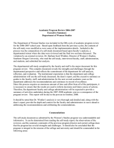 Academic Program Review 2006-2007 Executive Summary Department of Women Studies