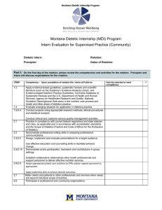 Montana Dietetic Internship (MDI) Program Intern Evaluation for Supervised Practice (Community)