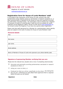 Registration form for House of Lords Members’ staff