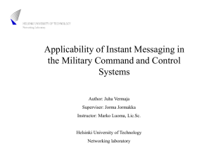 Applicability of Instant Messaging in the Military Command and Control Systems