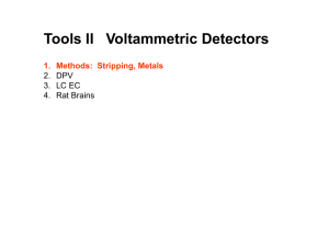 Tools II   Voltammetric Detectors 1. Methods:  Stripping, Metals