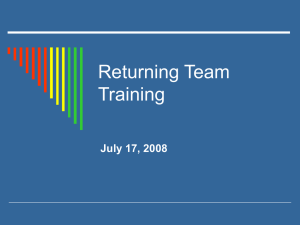 Returning Team Training July 17, 2008