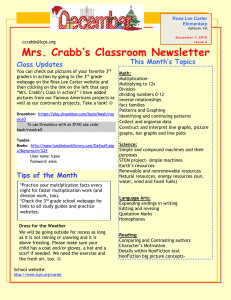 Mrs. Crabb’s Classroom Newsletter  This Month’s Topics Class Updates