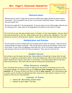Mrs. Unger’s Classroom Newsletter Welcome Back!