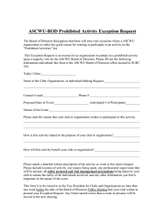 ASCWU-BOD Prohibited Activity Exception Request