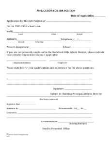 APPLICATION FOR EDR POSITION Date of Application __________