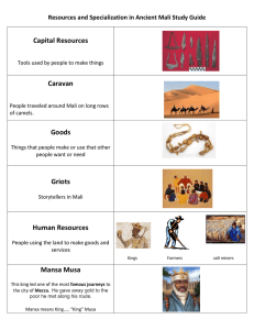 Capital Resources Caravan Goods Resources and Specialization in Ancient Mali Study Guide