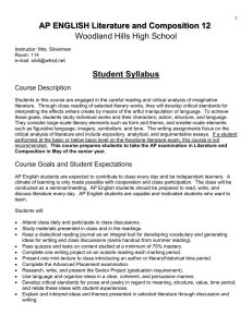 AP ENGLISH Literature and Composition 12 Student Syllabus Woodland Hills High School