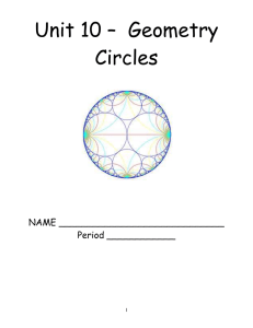 Unit 10 –  Geometry Circles  NAME _____________________________