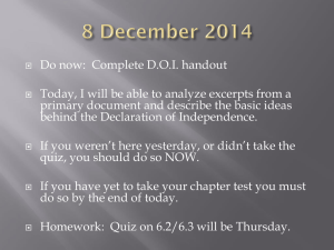 Do now:  Complete D.O.I. handout