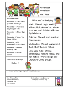 November Newsletter Mrs. Rise What We’re Studying