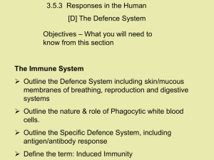 3.5.3  Responses in the Human [D] The Defence System Objectives