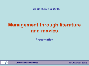 Management through literature and movies 28 September 2015 Presentation
