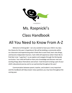 Ms. Rzepnicki’s Class Handbook All You Need to Know From A-Z