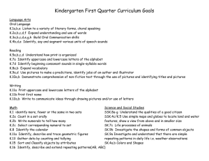 Kindergarten First Quarter Curriculum Goals