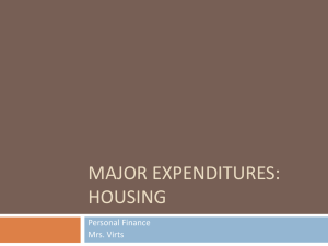 MAJOR EXPENDITURES: HOUSING Personal Finance Mrs. Virts